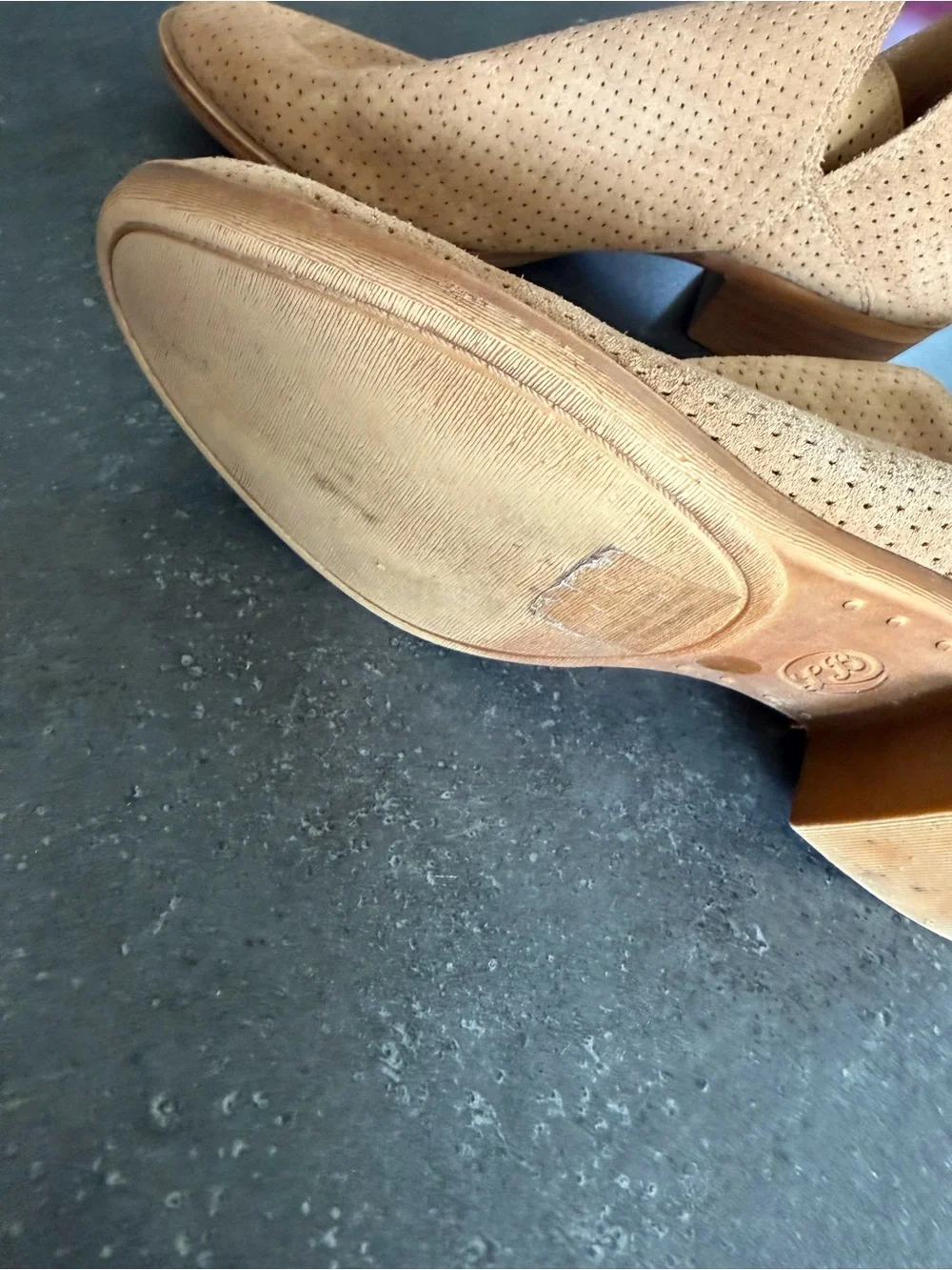 Lucky Brand Tan Suede Perforated Cutout Ankle Booties Western Boho